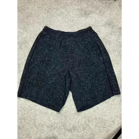 Lululemon Mens Athletic Shorts 9" Inseam Black Grey Speckles Lined Defect Sz M - Picture 1 of 12